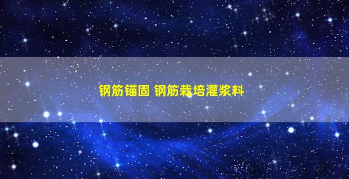 钢筋锚固 钢筋栽培灌浆料